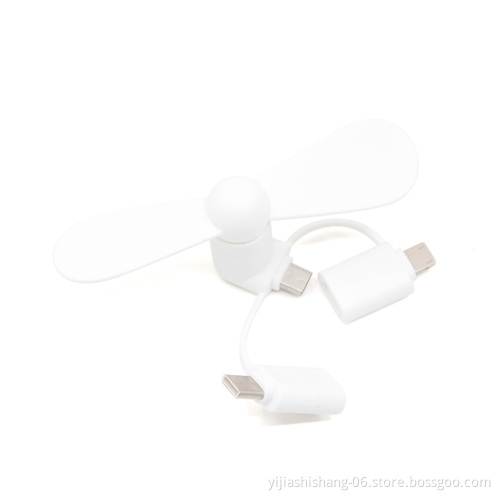 2021 Hot Promotion Gifts Portable 3 in 1 Mini USB Fan for Android Micro usb/Type C/iOS Phones